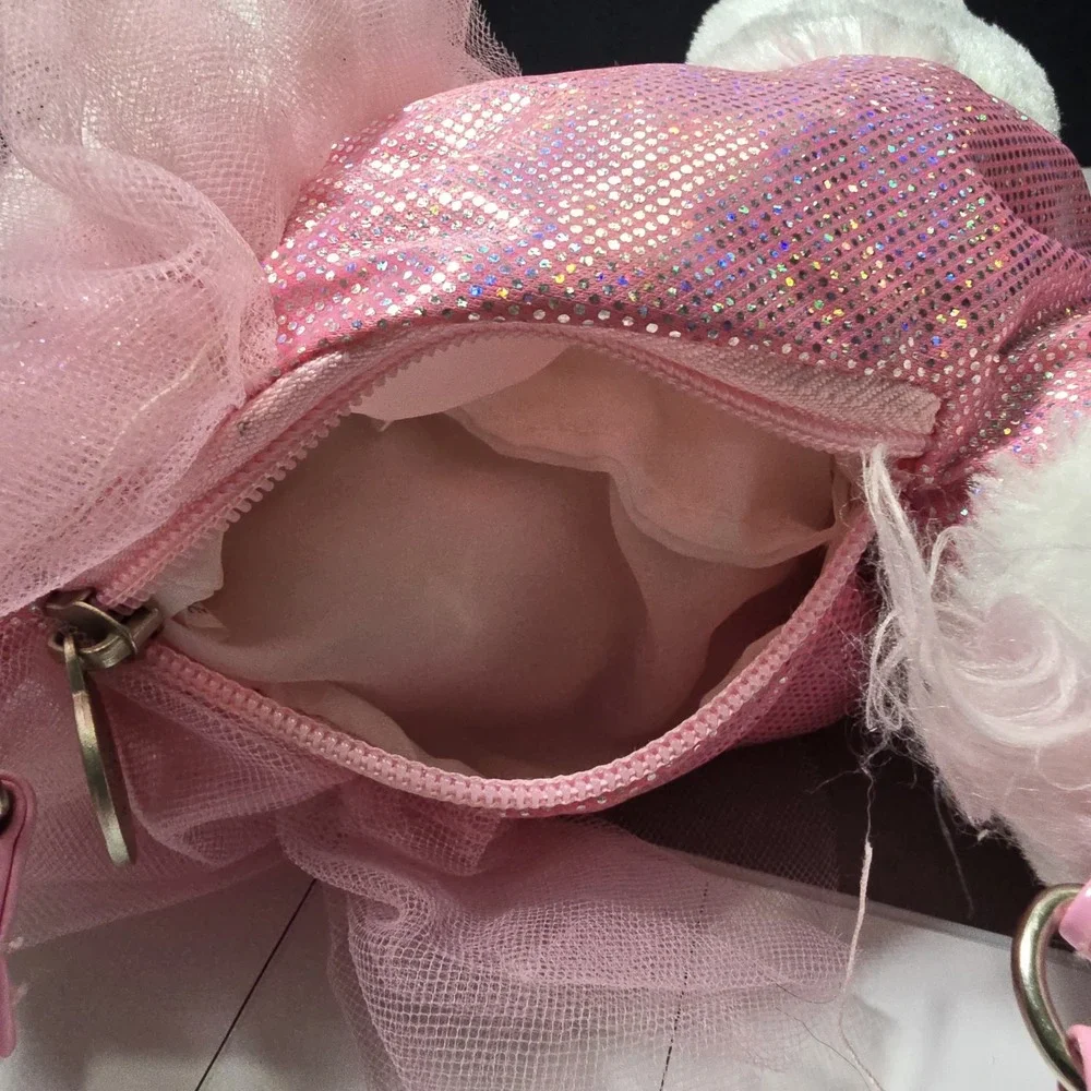 Poochie & Co Girls Sparkly Pink Unicorn Pony Plush Purse Kids Sequin Bodice Tutu